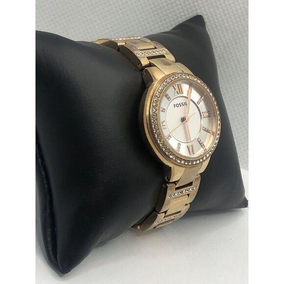 Fossil ES3284 Women's Rose Gold Stainless Steel Analog Silver Dial Watch PQ50 - Picture 3 of 8